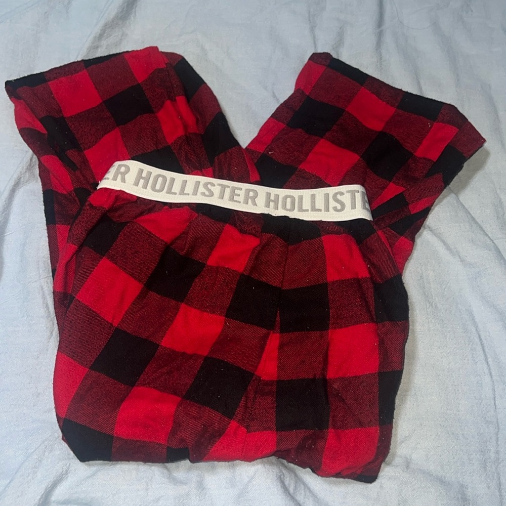 red & black plaid pj pants
